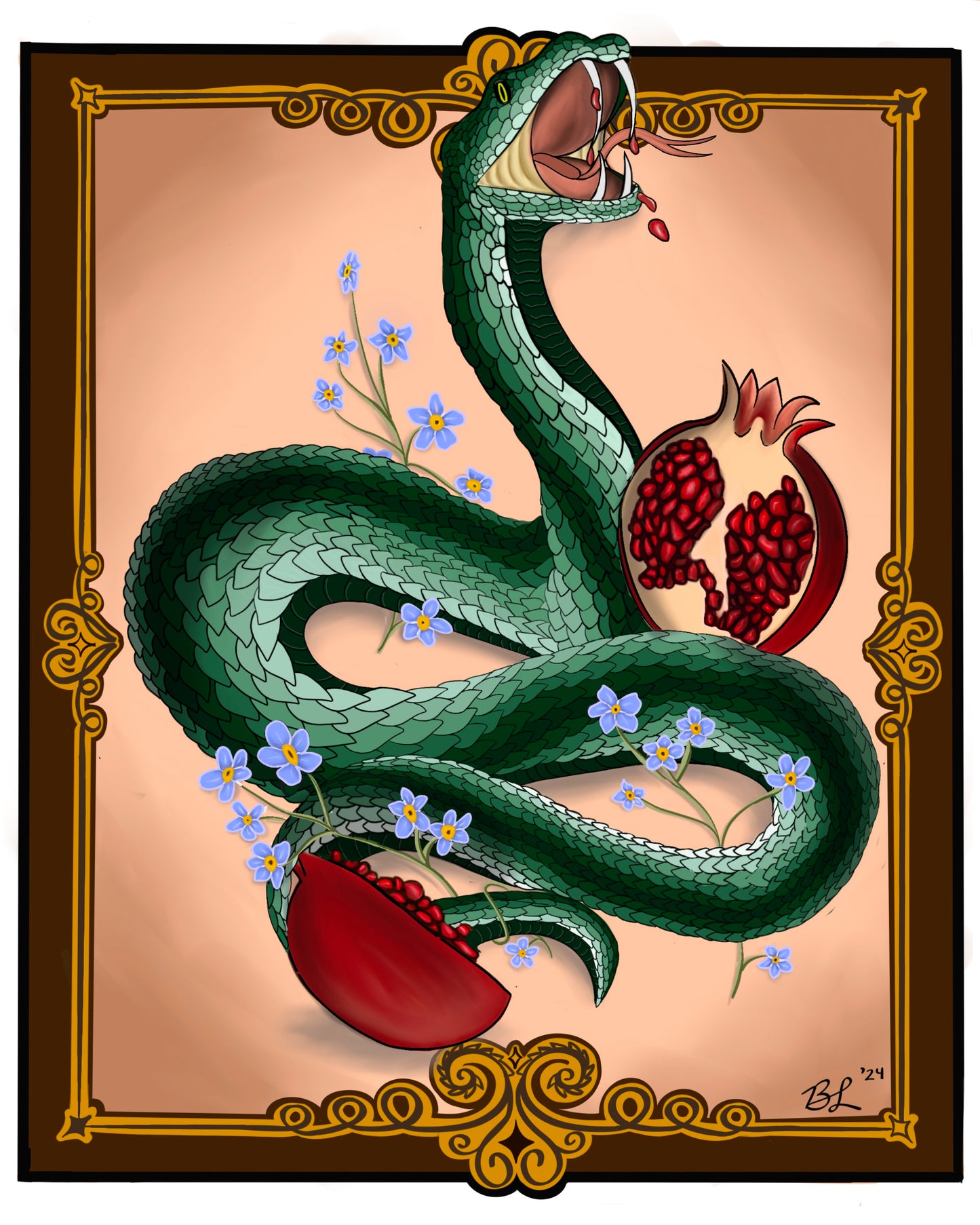 “The Lover” Snake Art Print 4x6, 8x10 inches