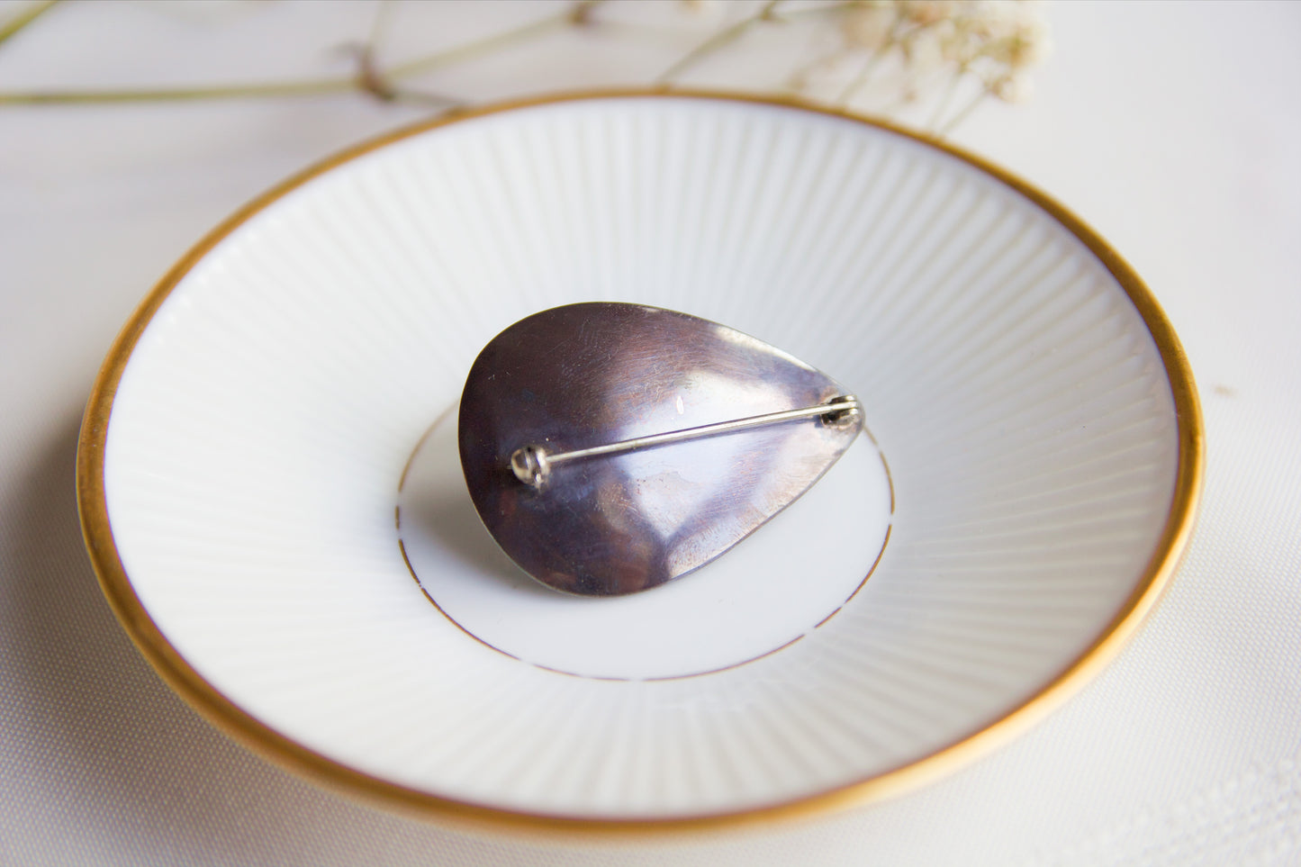 Large Sterling Silver Pearl Pin