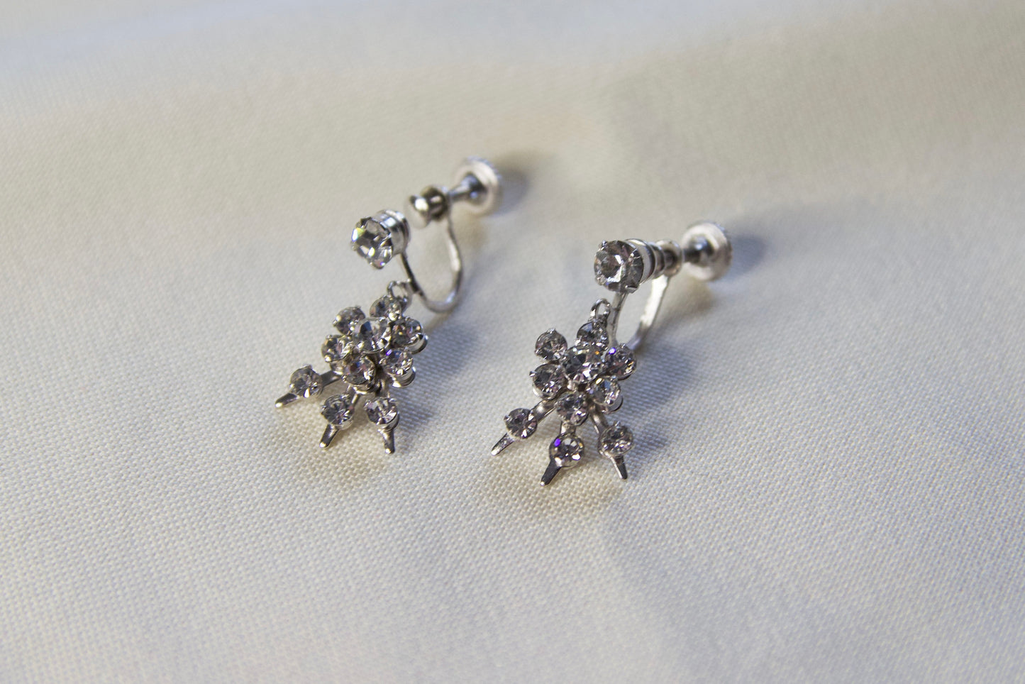 Blue Floral Crystal Earring Heart Jewelry box
