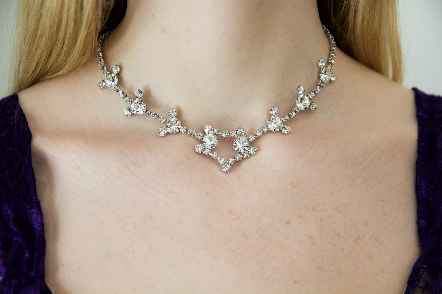 Blue & Silver Rose Crystal Jewelry Gift Box Set