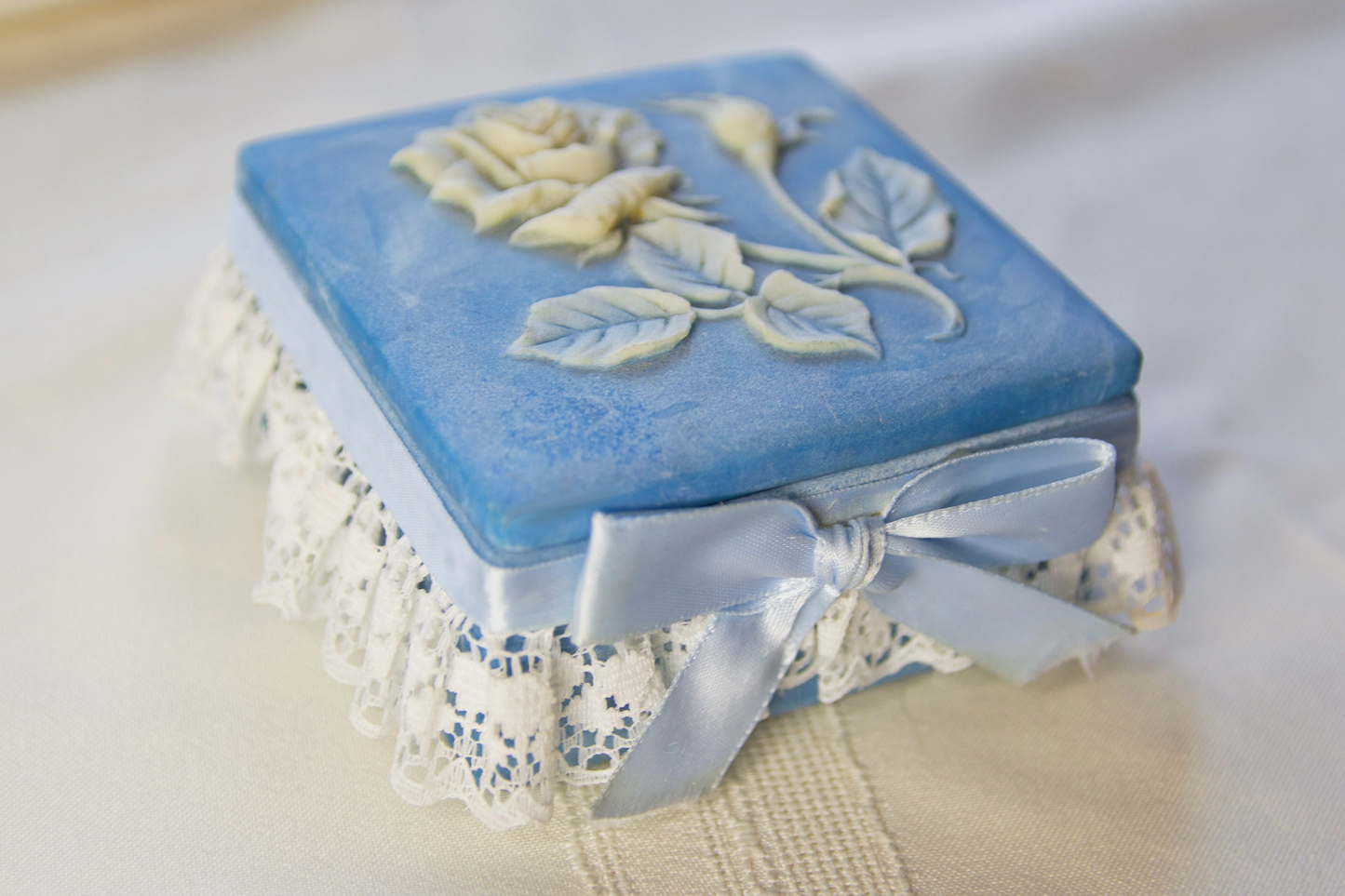 Blue & Silver Rose Crystal Jewelry Gift Box Set