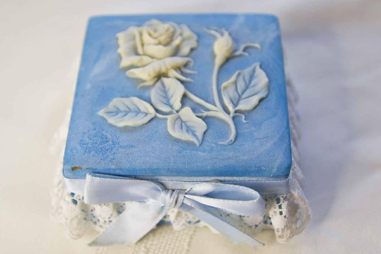 Blue & Silver Rose Crystal Jewelry Gift Box Set