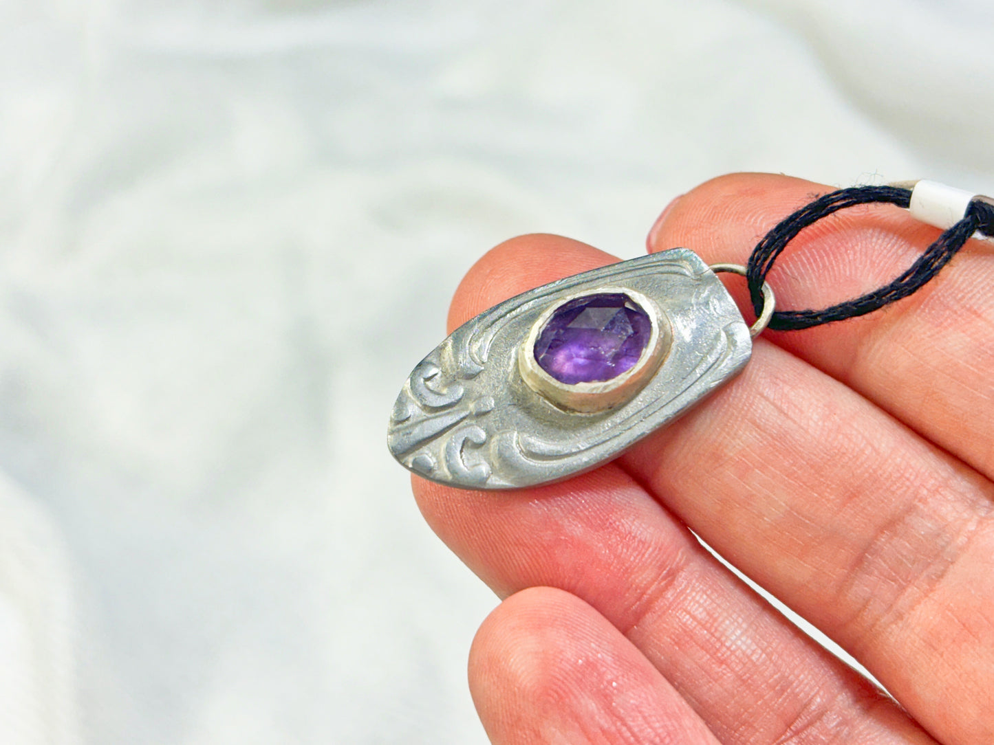 Silver Amethyst Crystal Pendant