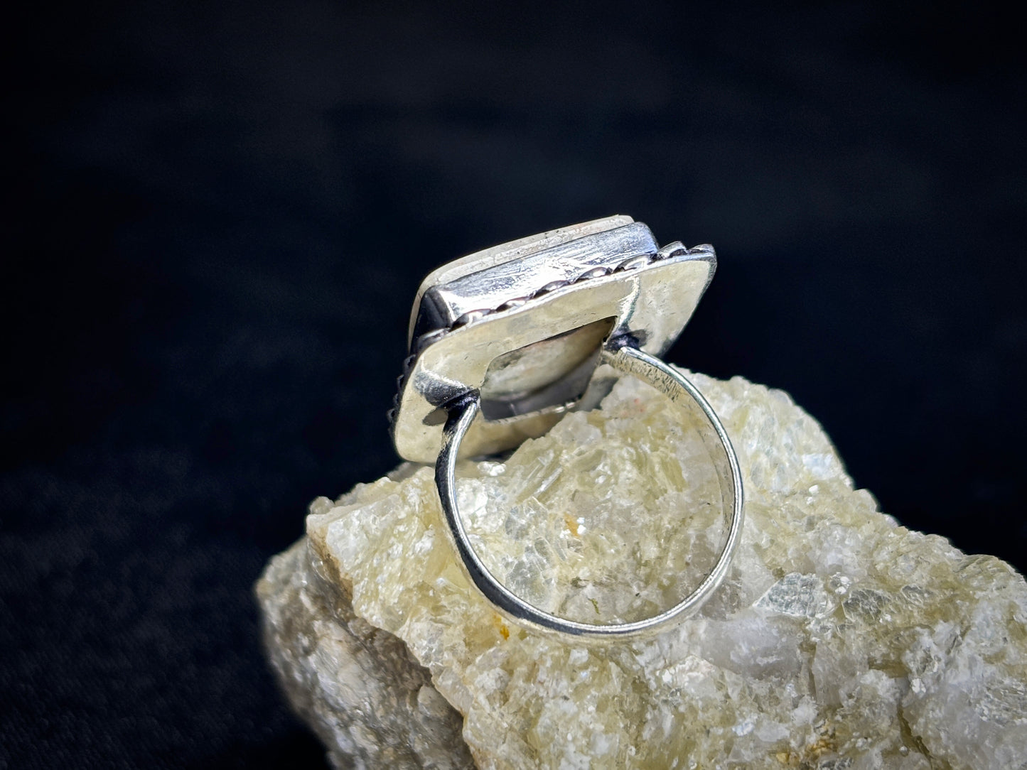 Sunstone & Moonstone Sterling Silver Crystal Ring, Size 6
