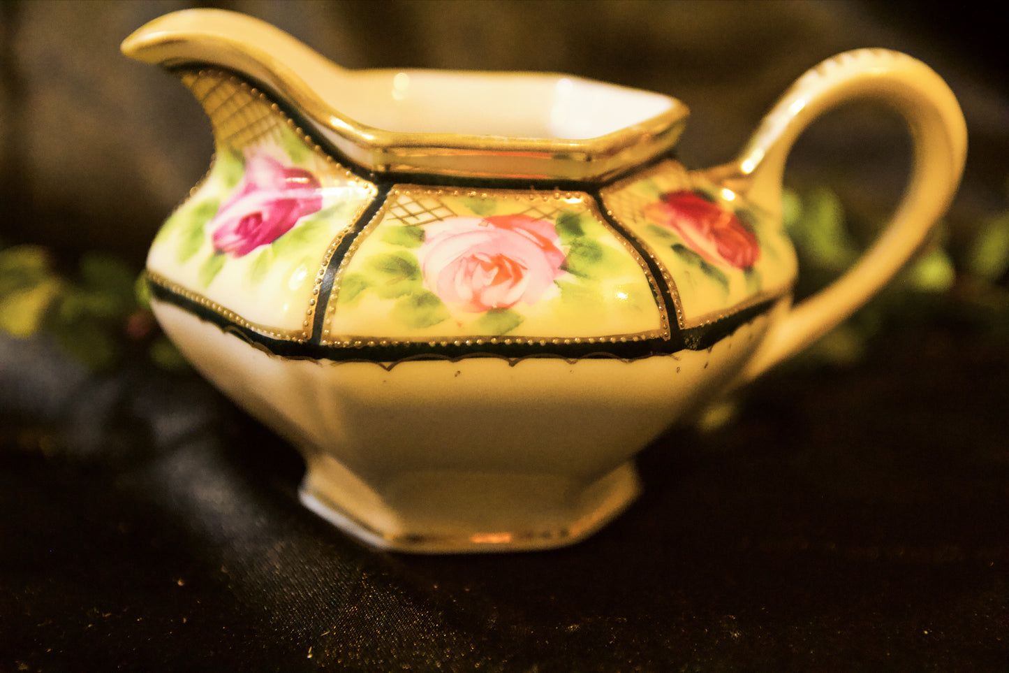 Vintage Rose Teapot and Creamer Tea Set