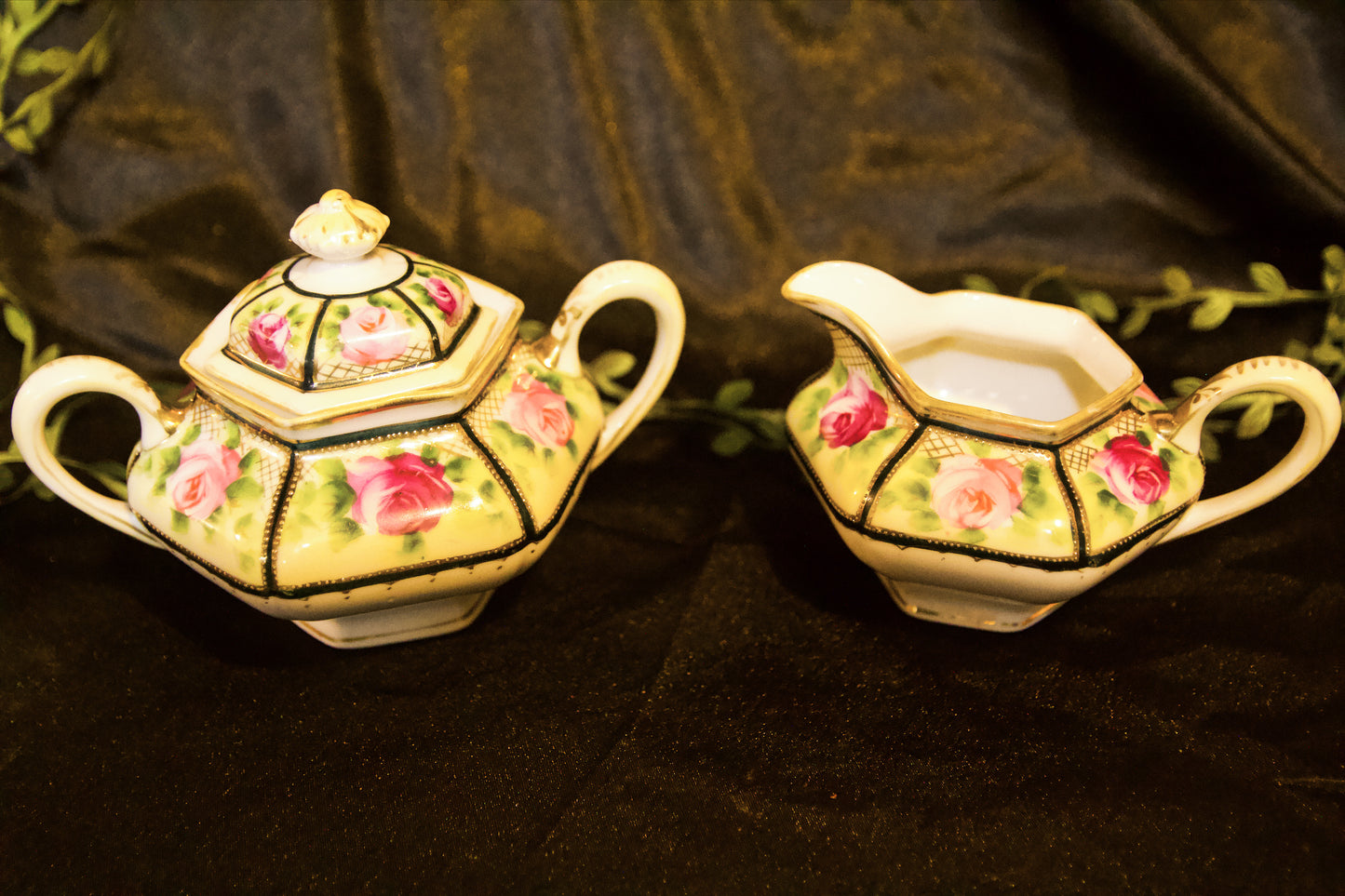 Vintage Rose Teapot and Creamer Tea Set