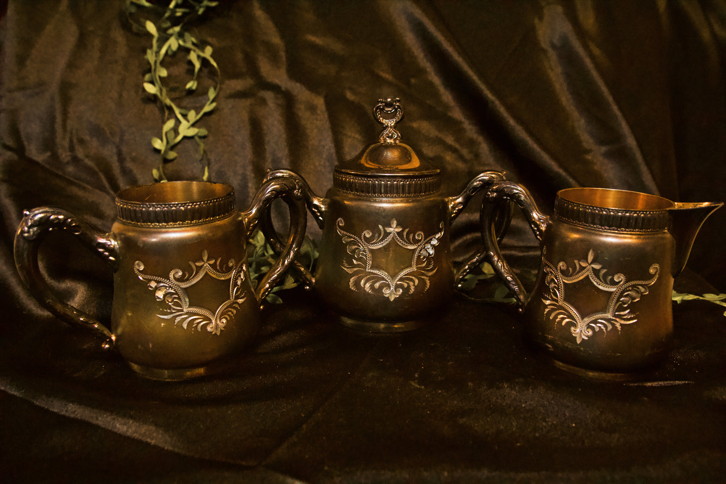 Vintage Rainbow Silver Tea Set