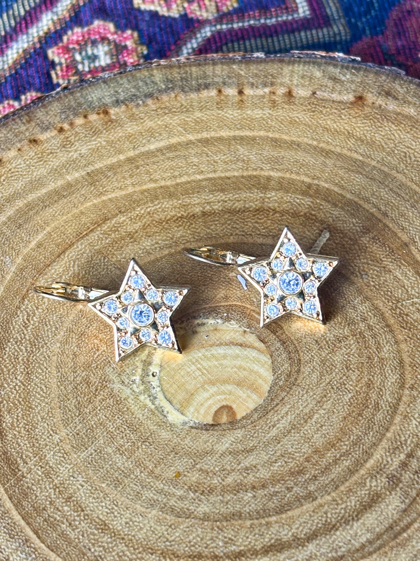 Vintage Gold Avon Crystal Star Earrings