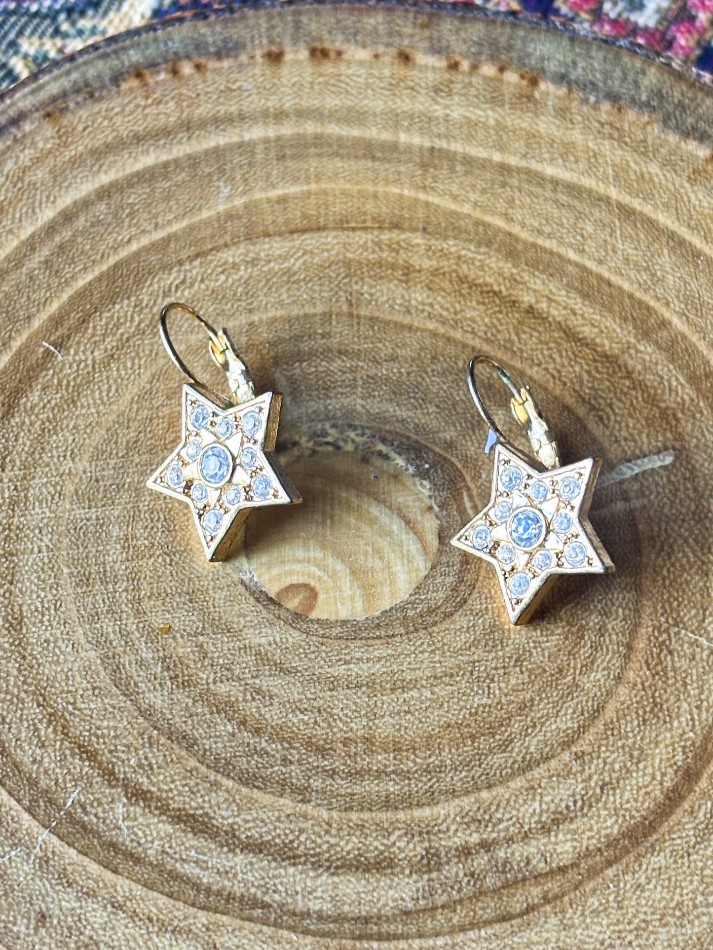 Vintage Gold Avon Crystal Star Earrings