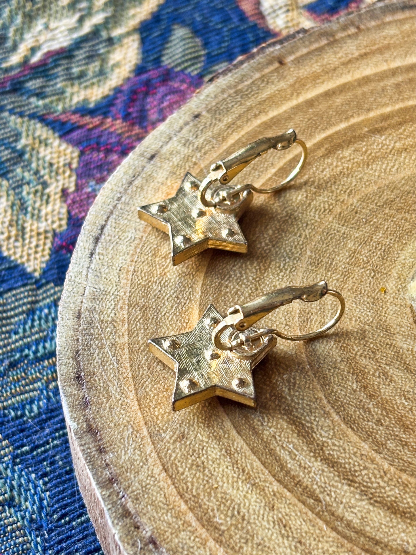 Vintage Gold Avon Crystal Star Earrings