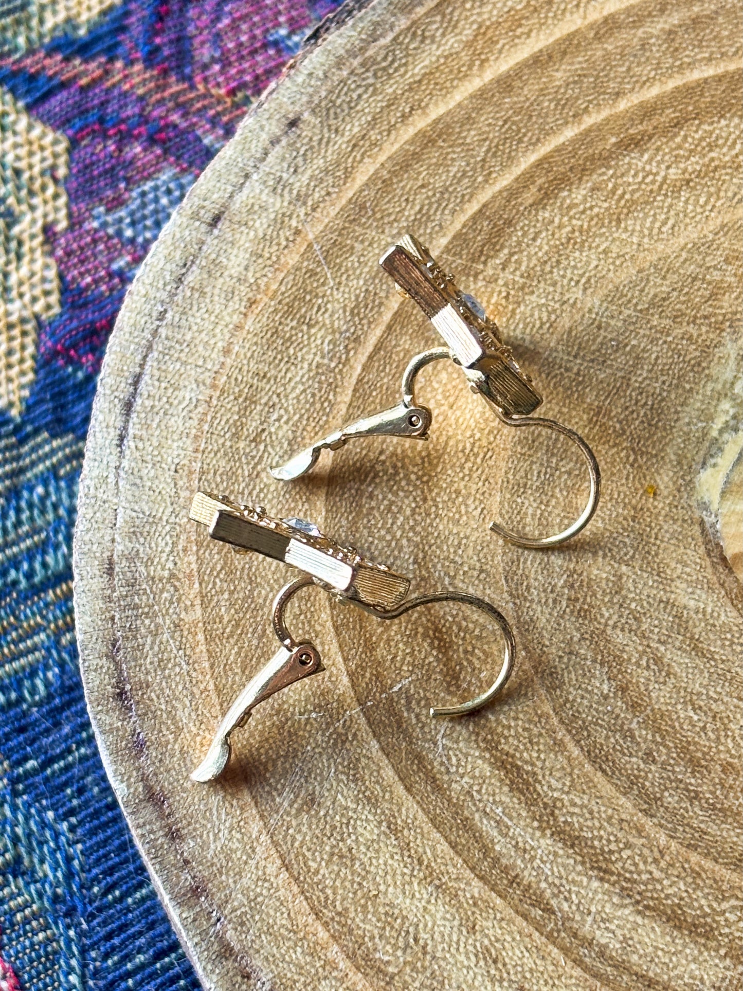 Vintage Gold Avon Crystal Star Earrings