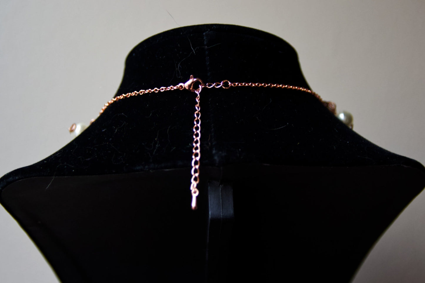 Rose Gold Crystal Point & Pearl Choker Necklace