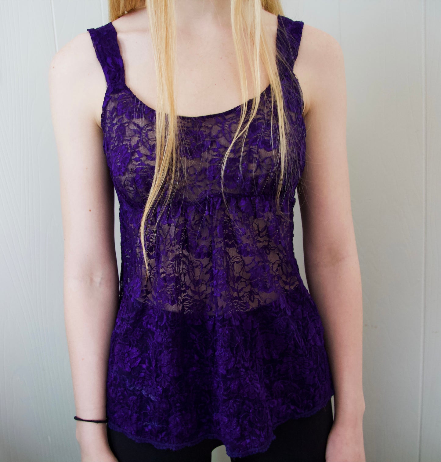 Purple Lace Tank Top, Size S