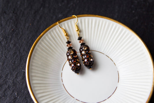 Brown Crystal Dangle Earrings