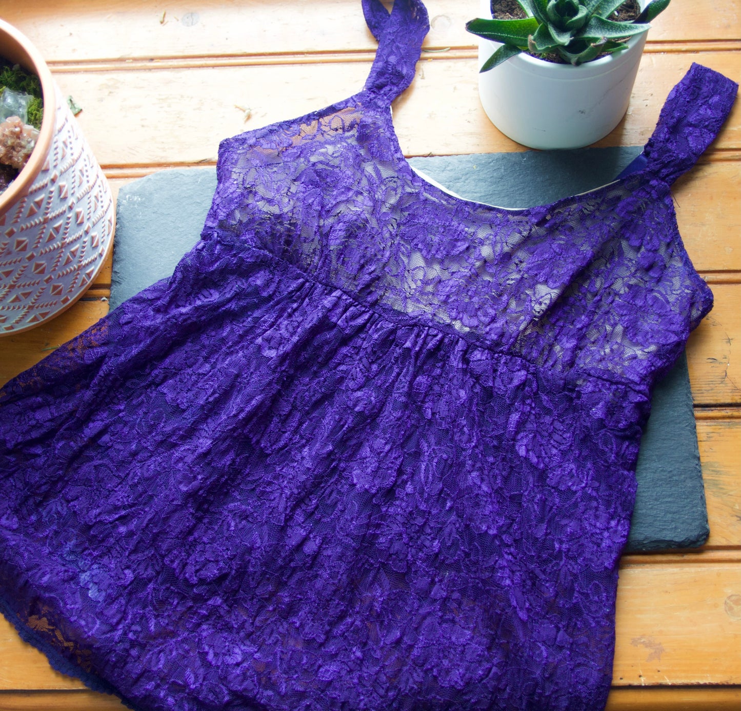 Purple Lace Tank Top, Size S