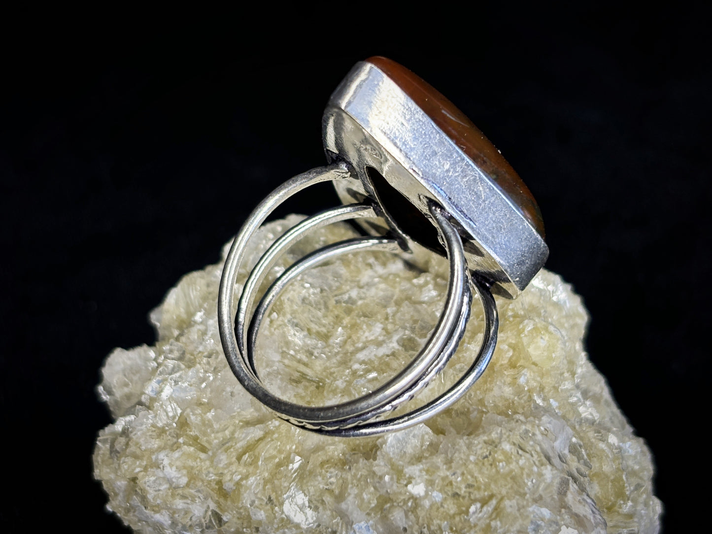 Red Jasper Crystal Teardrop Sterling Silver Ring, Size 10