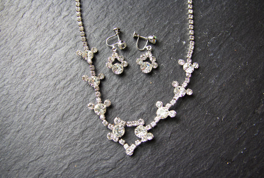 Silver Crystal Necklace and Earring Set